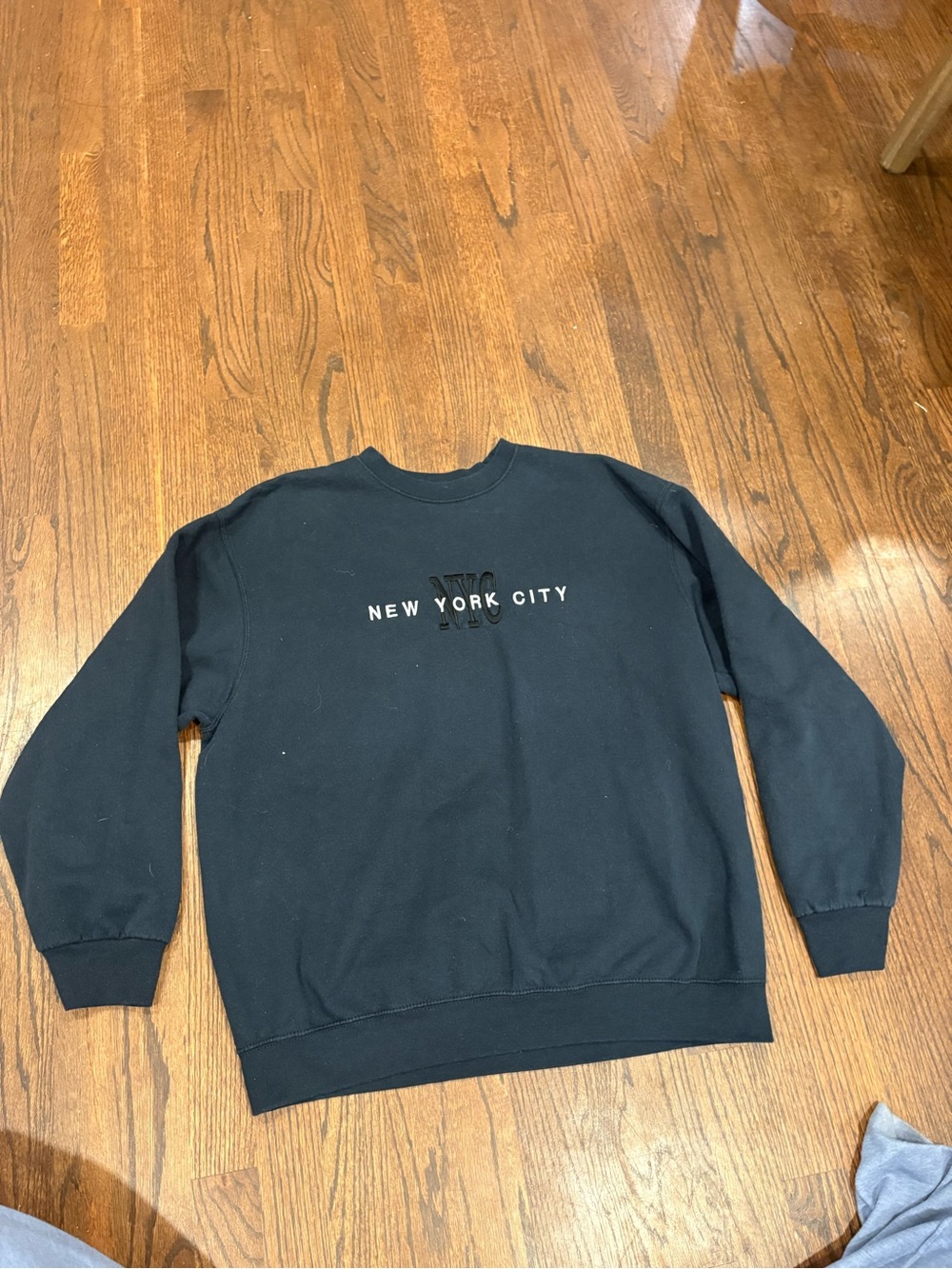 NYC Black Crewneck Sweatshirt with White Text